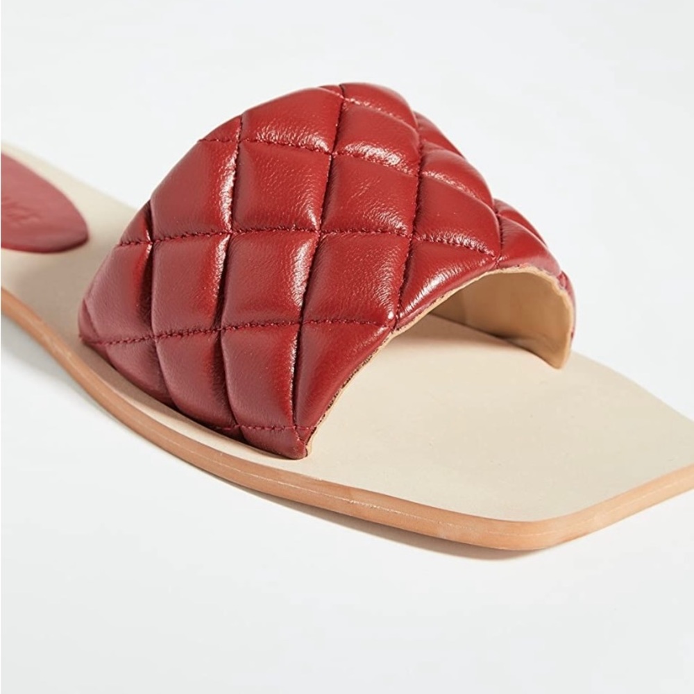 Villa Rouge slides. Never been work. Red. Size 8.5